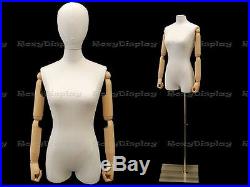 Female Body form Linen Foam Pure White with head and arm #F1WLARM-JF+BS-05