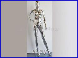 Female Chrome Plastic Unbreakable Mannequin Display Dress Form #PS-SF15SCEG