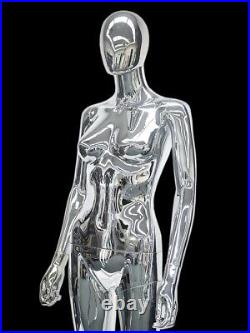 Female Chrome Plastic Unbreakable Mannequin Display Dress Form #PS-SF6SCEG