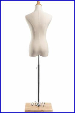 Female Display Dress Form Mannequin Canvas on Modern Wood Square Base by TSC