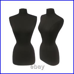Female Dress Form Black Mannequin Torso Size 10-12 with Chrome Wheel Base