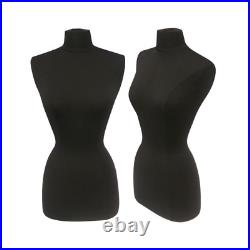 Female Dress Form Black Mannequin Torso Size 14-16 with Black Wheel Base