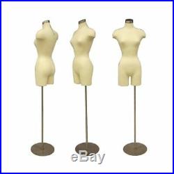 Female Dress Form Mannequin 3/4 Torso Off-White With Square Metal Base