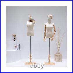 Female Dress Form Mannequin Body Torso, Wooden Stand and Head, Women Mannequi