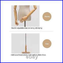 Female Dress Form Mannequin Body Torso, Wooden Stand and Head, Women Mannequi