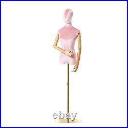 Female Dress Form Mannequin Torso Body with Solid Wood Arm and Metal Square B