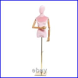 Female Dress Form Mannequin Torso Body with Solid Wood Arm and Metal Square B