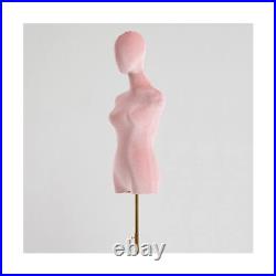 Female Dress Form, Pink Velvet Mannequin Body with Metal Stand, Detachable Dr