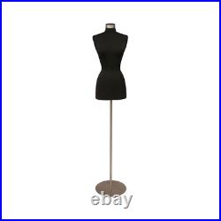 Female Dress Form Pinnable Black Mannequin Torso Size 10-12 with Metal Base