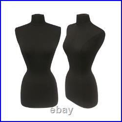 Female Dress Form Pinnable Black Mannequin Torso Size 2-4 with Chrome Wheel Base