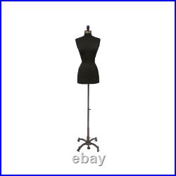 Female Dress Form Pinnable Black Mannequin Torso Size 6-8 with Black Wheel Base