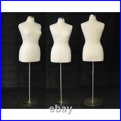 Female Dress Form Pinnable Foam Mannequin Torso Size 14-16 with Round Metal Base
