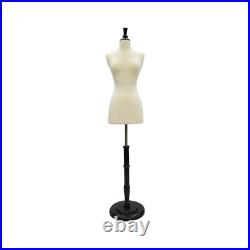 Female Dress Form Pinnable Foam Mannequin Torso Size 2-4 with Black Round Base