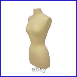 Female Dress Form Pinnable Foam Mannequin Torso Size 2-4 with Black Round Base
