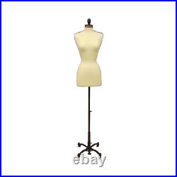 Female Dress Form Pinnable Foam Mannequin Torso Size 2-4 with Black Wheel Base