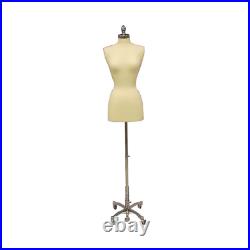 Female Dress Form Pinnable Foam Mannequin Torso Size 2-4 with Chrome Wheel Base