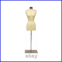 Female Dress Form Pinnable Foam Mannequin Torso Size 2-4 with Square Metal Base