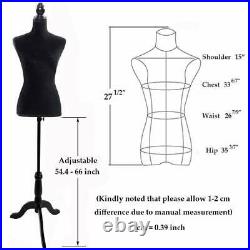 Female Dress Form Pinnable Mannequin Body Torso With Wooden Tripod Base Stand