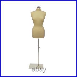 Female Dress Form Pinnable Mannequin Torso Size 10-12 with Square Metal Base