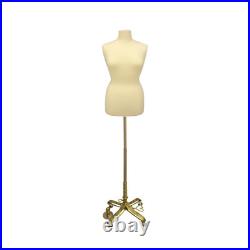 Female Dress Form Pinnable Mannequin Torso Size 18-20 with Gold Wheeled Base
