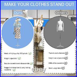 Female Dress Form Torso Body Mannequin with Adjustable Wood Stand Clothing Display