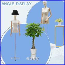 Female Dress Form Torso Body Mannequin with Adjustable Wood Stand Clothing Display