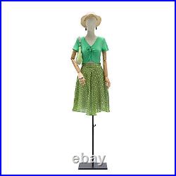 Female Dress Form With Head And Posable Wood Arms, Mannequin Torse Body With Base