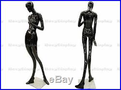 Female Fiberglass Glossy Black Mannequin Eye Catching Abstract Style #MZ-ONA1BK
