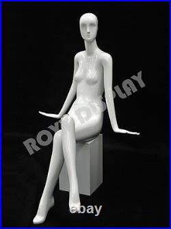 Female Fiberglass Glossy White Mannequin Eye Catching Abstract Style #MD-XD08W