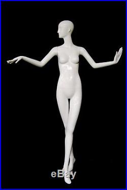 Female Fiberglass Glossy White Mannequin Eye Catching Abstract Style #MD-XD18W