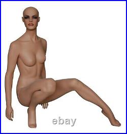 Female Flesh Tone Pretty Realistic Kneeling Full Body Female Mannequin with Wig