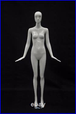 Female Full Body Mannequin Abstract High End Style Glossy White Fiberglass