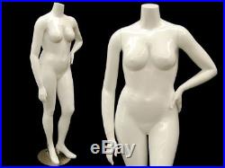 Female Full Body Plus Size Mannequin Headless Fiberglass Glossy White Finish