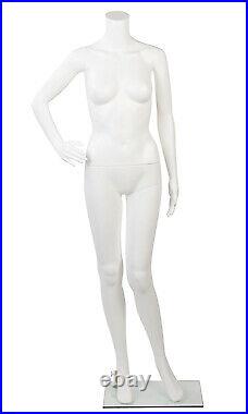 Female Headless White Plastic Mannequin Bent Arm Height 5'4 -With Base