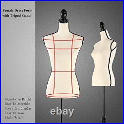 Female Mannequin Adjustable Dress Form-Large Torso Tripod Stand Display, 100%