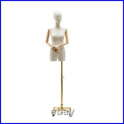 Female Mannequin Adjustable Torso Dress Form Clothing Display With Wheel Gold