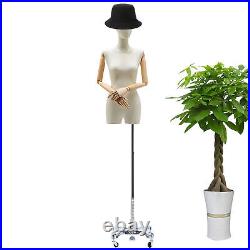 Female Mannequin Adjustable Torso Dress Form Clothing Display With Wheel Silver