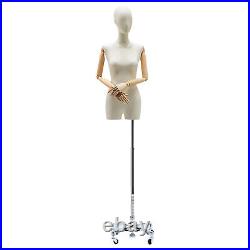Female Mannequin Adjustable Torso Dress Form Clothing Display With Wheel Silver