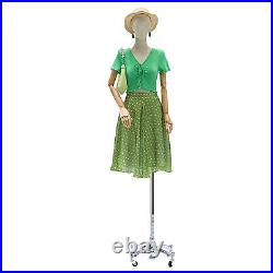 Female Mannequin Adjustable Torso Dress Form Clothing Display With Wheel Silver