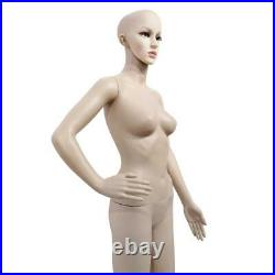 Female Mannequin Plastic Realistic Display Head Turns Dress Form with Base Flesh