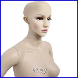 Female Mannequin Plastic Realistic Display Head Turns Dress Form with Base Flesh
