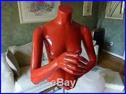 Female Mannequin Red Torso Moveable Arms & Hands Heavy Stand & Adjustable Height