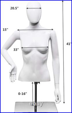 Female Mannequin Torso Adjustable Height Detachable Arms Dress Form Display