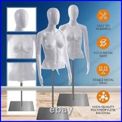 Female Mannequin Torso, Adjustable Height and Detachable Arms Dress Form Display