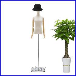 Female Mannequin Torso Dress Clothing Form Display withTripod Stand Silver New