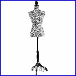 Female Mannequin Torso Dress Form Black Tripod Stand Display Baroco Style
