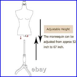 Female Mannequin Torso Dress Form Height Adjustable Pinnable Mannequin Brown