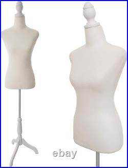 Female Mannequin Torso Dress Form WithAdjustable Tripod Stand Base Style (Beige)