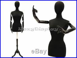Female Mannequin movable arms and head Dress Form #JF-F6/8BKARM+BS-02BKX