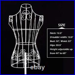 Female Metal Steel Wire Mannequin Dress Form for Sewing Display White